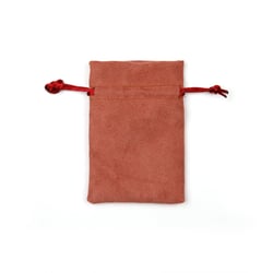 Pochette velours avec cordons - Coloris terracotta - 8x12 cm