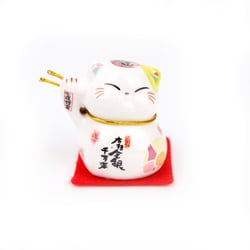 Chat Maneki Neko - Porte-bonheur - Vert - 4 cm