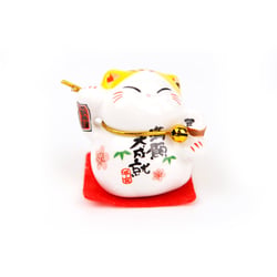 Chat Maneki Neko - Porte-bonheur - Jaune - 4 cm