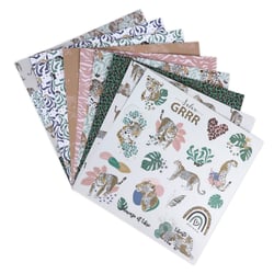 Lot de 8 feuilles papier créatif 30 x 30 cm - Léopard - Créalia