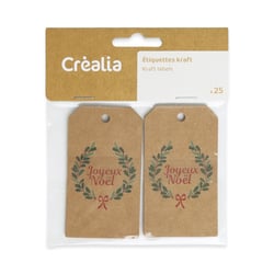 Etiquettes Kraft Créalia - Joyeux Noël couronne