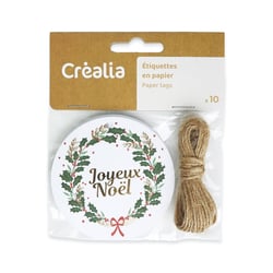 Étiquettes rondes Joyeux Noël x10 - Papier - Créalia