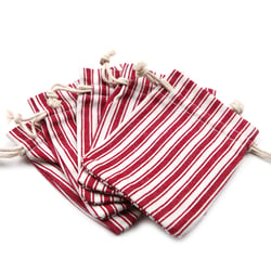 Pochons en coton rayé rouge x8 - 12x9 cm - Créalia