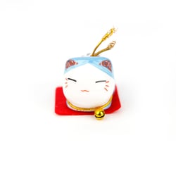 Chat Maneki Neko - Porte-bonheur - Bleu - 4 cm