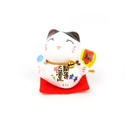Chat Maneki Neko - Porte-bonheur - Noir - 4 cm
