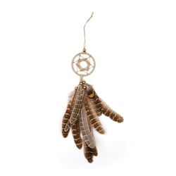Attrape-rêves plumes rayées - 38,2 cm - Ø6cm