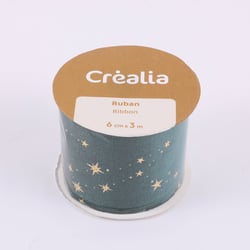 Ruban en velours étoilé - 6cm x 3m -Noël Tradition – Créalia 