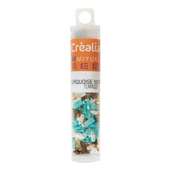 Perles Miyuki Tila - Tube 7 g - Turquoise et crème - Créalia