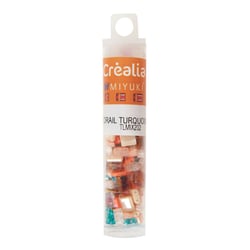 Perles Miyuki Tila - Tube 7 g - Corail et turquoise - Créalia