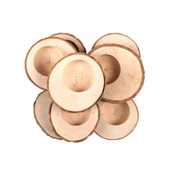 Bougeoir en bois x 8 – 9 x 9 cm – Collection mariage « Rustic wedding » – Créalia