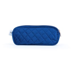 Trousse rectangulaire 2 compartiments Cultura - Velours bleu nuit