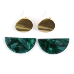 Kit boucles d'oreilles - Vert - Acier inoxydable - Créalia