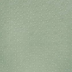 Coupon de tissu en double gaze brodée - 100% coton - 100 x 130 cm - vert de gris - Domotex