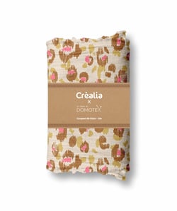 Tissu en gaze de coton Domotex - 200 x 130 cm - motif léopard - Beige / Rose