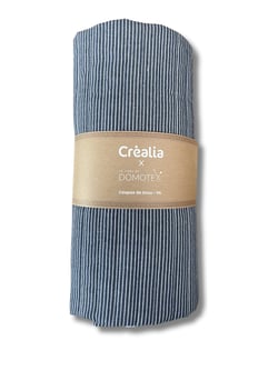 Tissu coton matelassé Domotex - 100 x 140 cm - Rayé Marine / Blanc