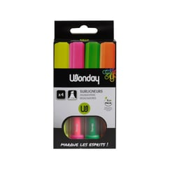 Lot de 4 surligneurs pointe fine - Wonday - Couleurs assorties