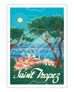 Affiche St-Tropez "The French Riviera" - 50 x 70 cm
