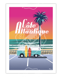  Affiche Côte Atlantique "Van Sunset" - 30 x 40 cm 