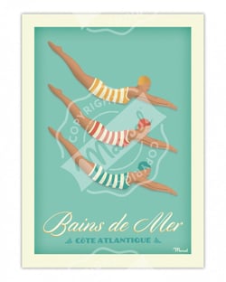 Affiche Marcel - Bains de mer côte Atlantique - 30 x 40 cm