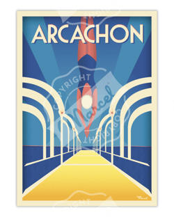 Affiche Arcachon "Jetée Thiers" - 30 x 40 cm 