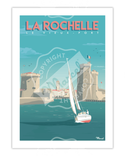 Affiche La Rochelle "Vieux Port" - 30 x 40 cm 