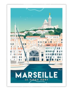 Affiche Marseille "Le Vieux Port" - 30 x 40 cm