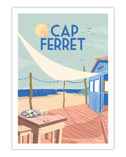 Affiche Cap Ferret "Cabane à Huîtres" - 30 x 40 cm 