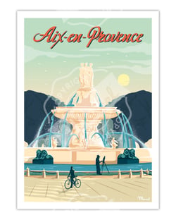 Affiche Aix-en-Provence "La Rotonde" - 30 x 40 cm