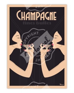 Affiche Champagne « Fines Bulles » - 30 x 40 cm 