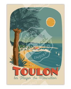 Affiche Toulon "Plage Mourillon" - 30 x 40 cm