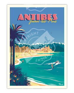 Affiche Antibes "Juan-Les-Pins"- 50 x 70 cm