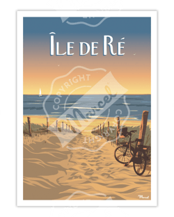 Affiche 50x70 "ile de Re bois plage"