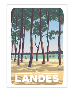 Affiche Landes - Au bord du lac - 50 x 70 cm
