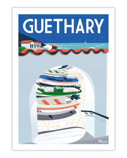Affiche Guethary - Le port - 50 x 70 cm