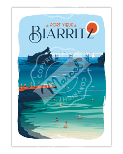 Affiche Biarritz "Port Vieux" - 30 x 40 cm 