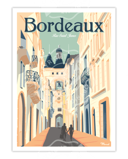 Affiche Bordeaux "Rue Saint-James" - 30 x 40 cm 