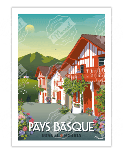 Affiche Pays Basque "Village Basque" - 30 x 40 cm 