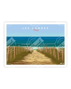 Affiche Les Landes " Plage" - 30 x 40 cm