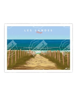 Affiche Les Landes "Plages" - 50 x 70 cm
