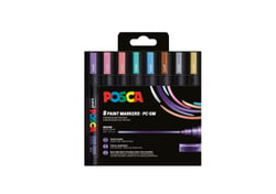Lot de 8 marqueurs acryliques à base d'eau pointes moyennes coniques - Posca - Métalliques