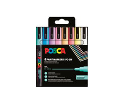 Lot de 8 marqueurs acryliques à base d'eau pointe fine - Posca - Couleurs douces