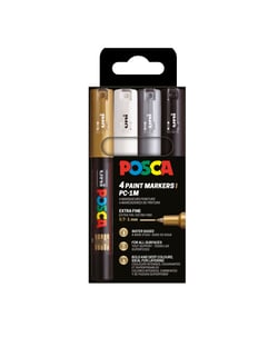 Lot de 4 marqueurs acryliques à base d'eau pointes extra-fines coniques - Posca - Basic