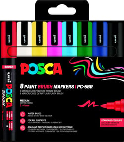 Pochette 8 marqueurs acryliques à base d'eau - Posca - Brush - PC-5BR