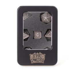 Lot de 7 dés en métal - Epic Forge - 14 mm - Solid Silver