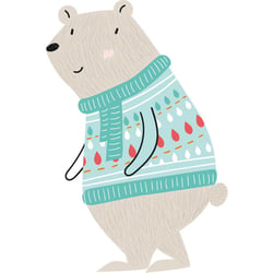 Écusson transfert thermo-adhésif -  Grand modèle - Ours avec pull d'hiver