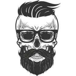 Écusson transfert thermo-adhésif -  Grand modèle - Tête de mort hipster