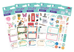 1 Pack de stickers + étiquettes - Study - 9 x 17 cm - Modèles assortis