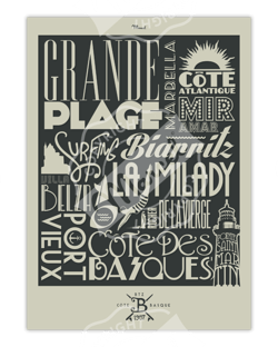 Affiche 50x70 "typography biarritz"