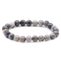 Bracelet jaspe feuille d'argent
