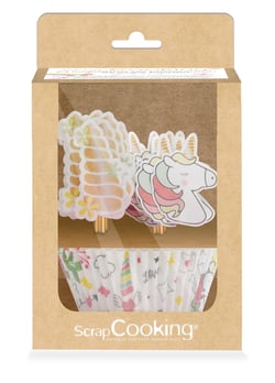 Lot de 24 caissettes + 24 cake toppers ScrapCooking® - Licorne
